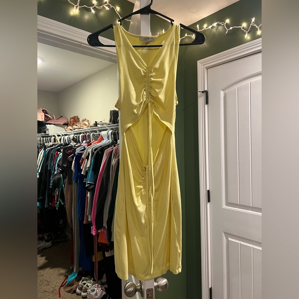 Love Tree Soft Yellow Ruched Top